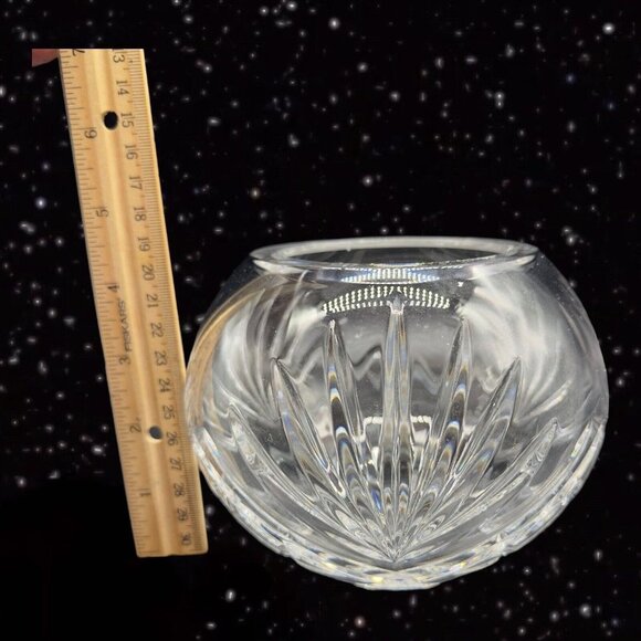 Wedgwood Clear Crystal Glass Rose Bowl Hand Made In England Decorated Marked 4”T - Picture 4 of 11